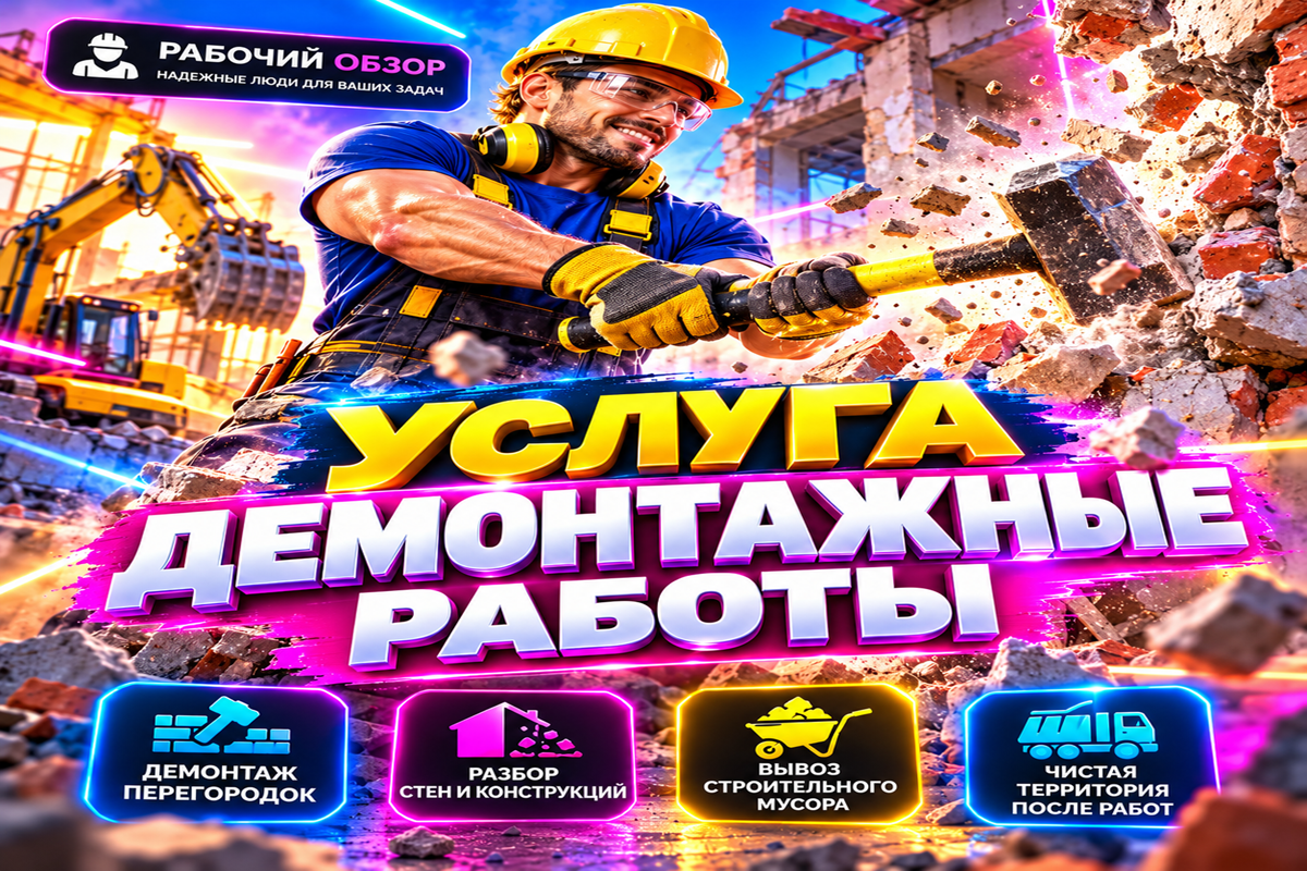 Рабочие выполняют ручной демонтаж